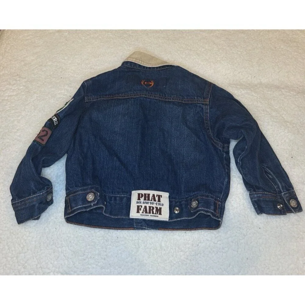 Vintage Phat Farm Jacket Toddler 2T Denim Button Patch Y2K Boys